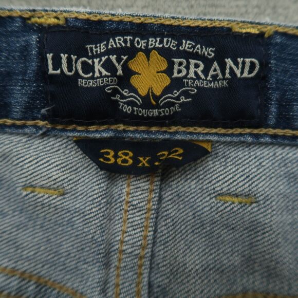 Lucky Brand Jeans Mens 38x32 Blue 361 Vintage Straight Stretch Denim Distressed - Picture 6 of 16